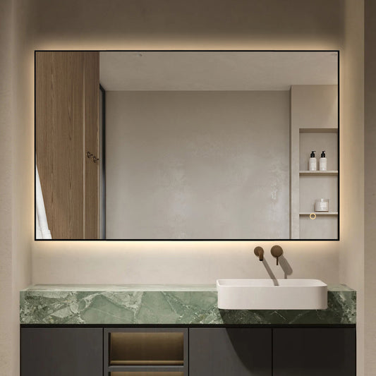 Stockholm dimbart lysspeil m/sort ramme 100x80 cm V2