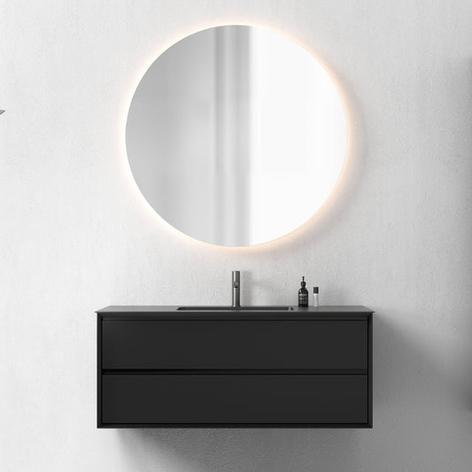 Oslo baderomsmøbel sort matt 120 cm m/sort matt servant, med ledspeil