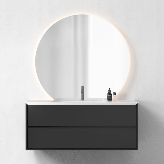 Oslo baderomsmøbel sort matt 120 cm m/hvit matt servant & neptun ledspeil