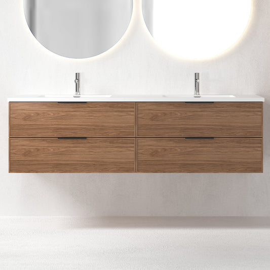 Essence 180 valnøtt m/hvit matt dobbel servant