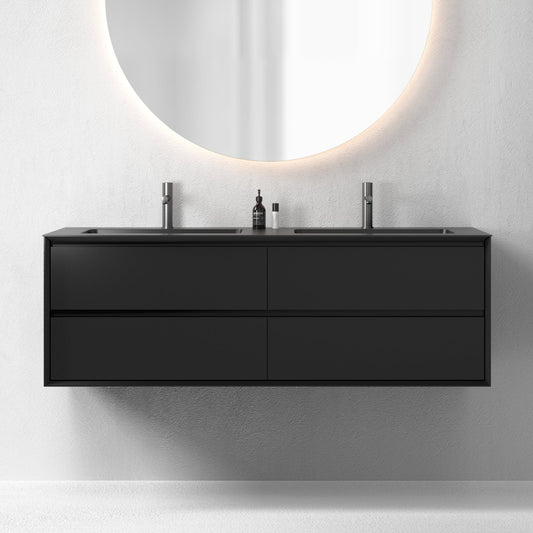 Oslo baderomsmøbel sort matt 150 cm m/sort matt servant