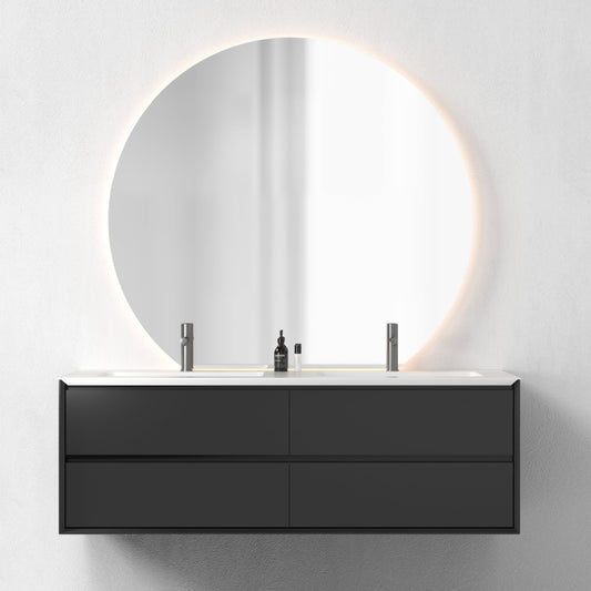 Oslo baderomsmøbel sort matt 150 cm m/hvit matt servant & neptun ledspeil