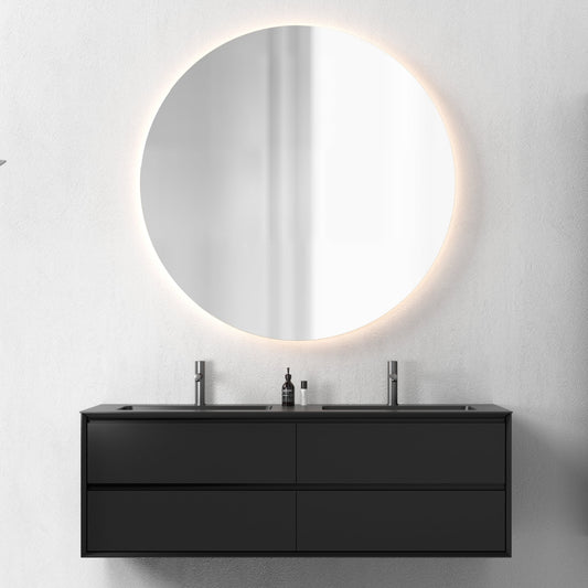 Oslo baderomsmøbel sort matt 150 cm m/sort matt servant, med ledspeil