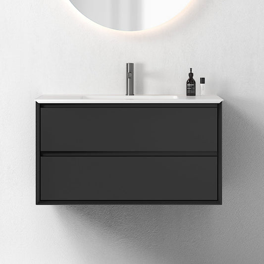 Oslo baderomsmøbel sort matt 90 cm m/hvit matt servant