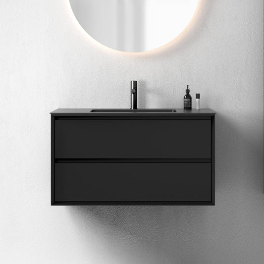 Oslo baderomsmøbel sort matt 90 cm m/sort matt servant