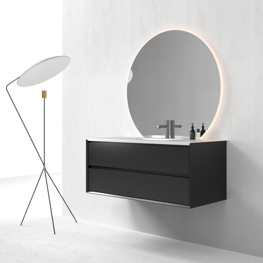 Oslo baderomsmøbel sort matt 120 cm m/hvit matt servant & neptun ledspeil