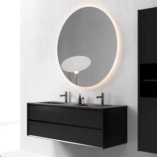 Oslo baderomsmøbel sort matt 150 cm m/sort matt servant, med ledspeil