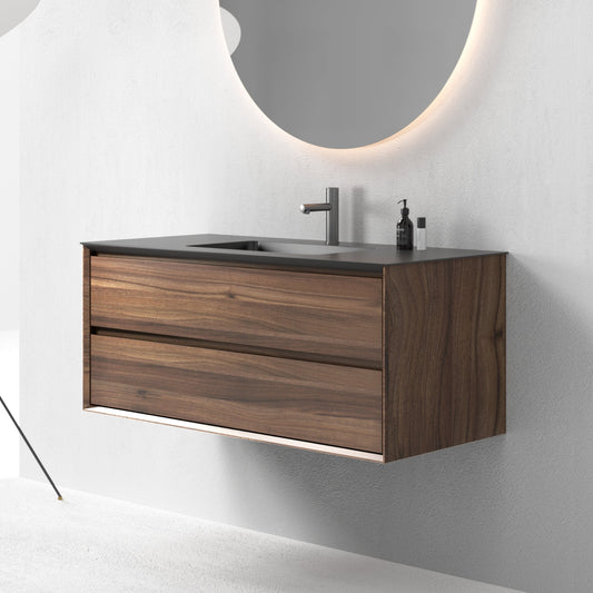 Oslo baderomsmøbel 120 cm valnøtt m/sort matt servant