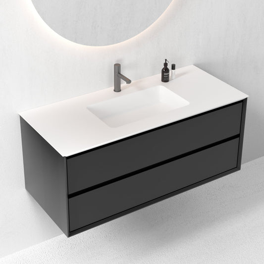 Oslo baderomsmøbel sort matt 120 cm m/hvit matt servant