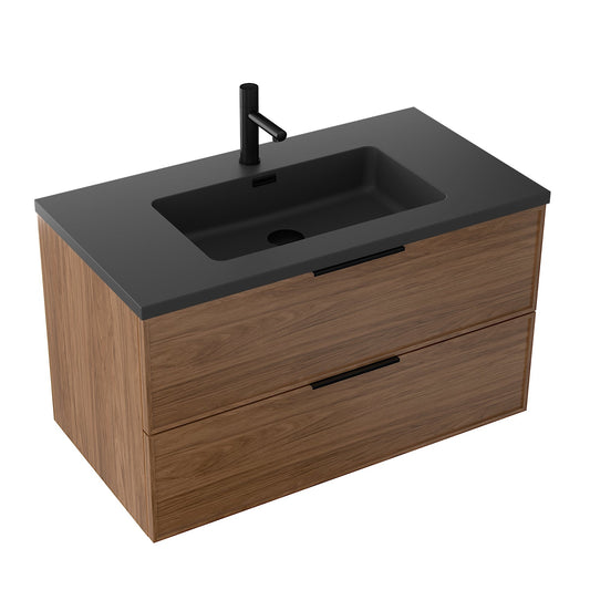 Essence 90 valnøtt m/sort matt servant