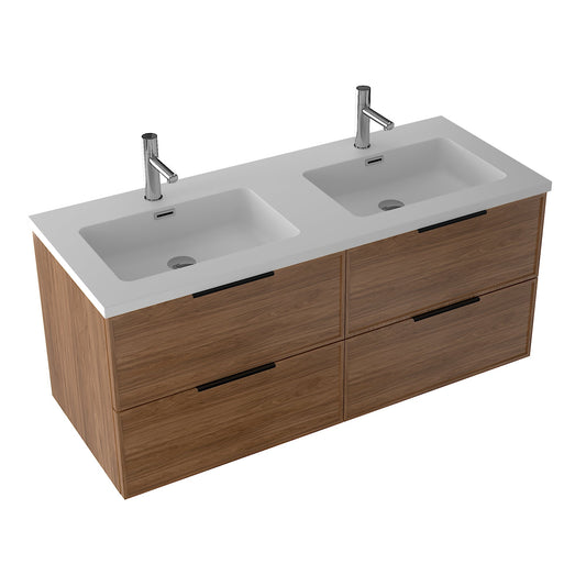 Essence 120 valnøtt m/hvit matt dobbel servant