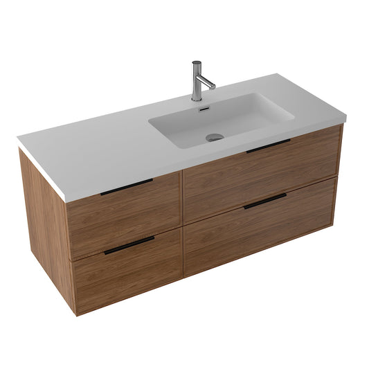 Essence 120 valnøtt m/hvit matt høyre servant