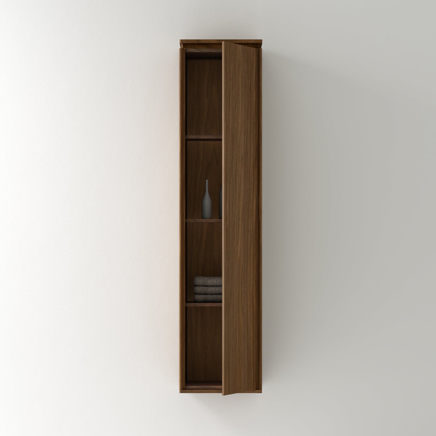 Nordic shape baderomsmøbel 120 cm med ledspeil og høyskap, valnøtt