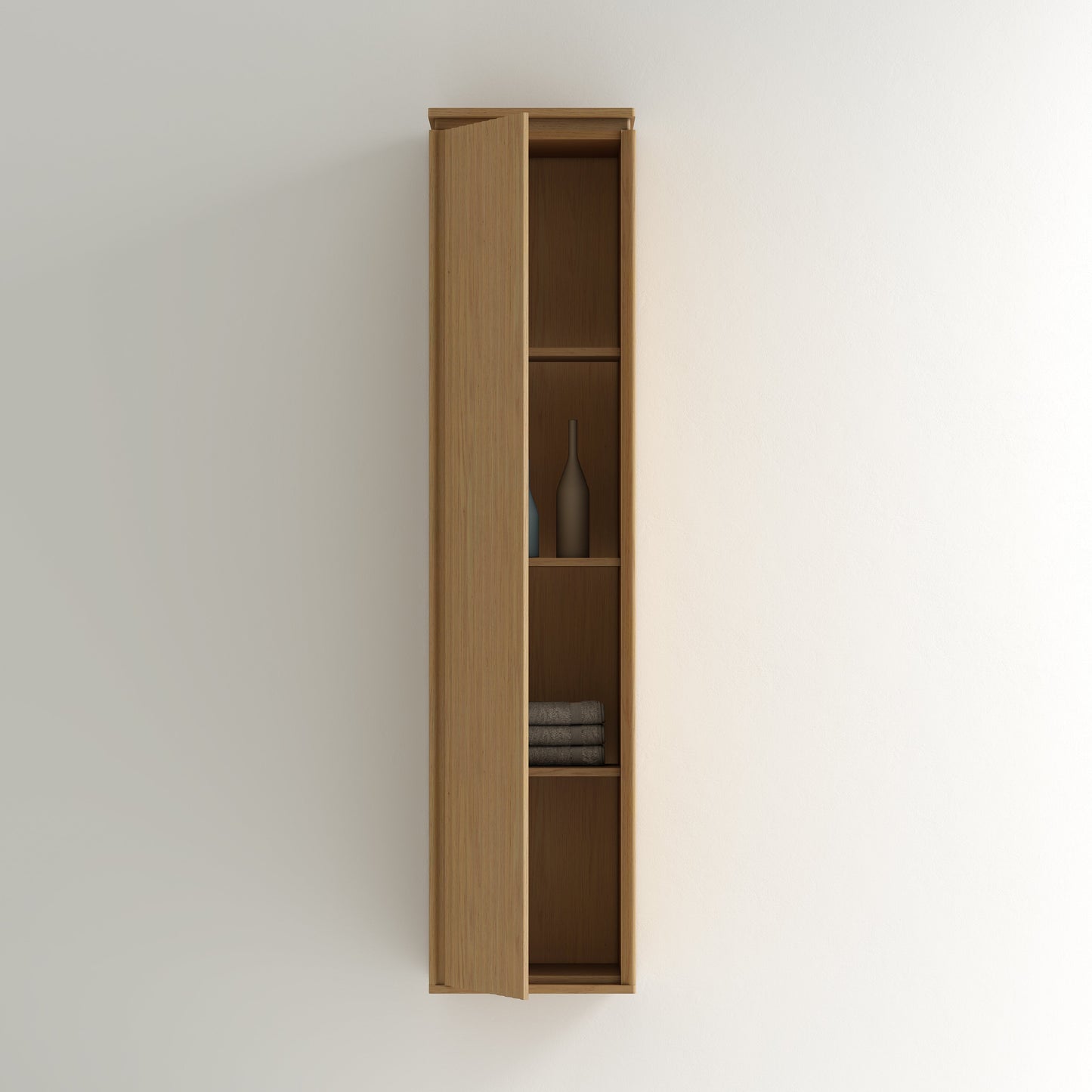 Nordic shape baderomsmøbel 120 cm med ledspeil og høyskap, eik V2