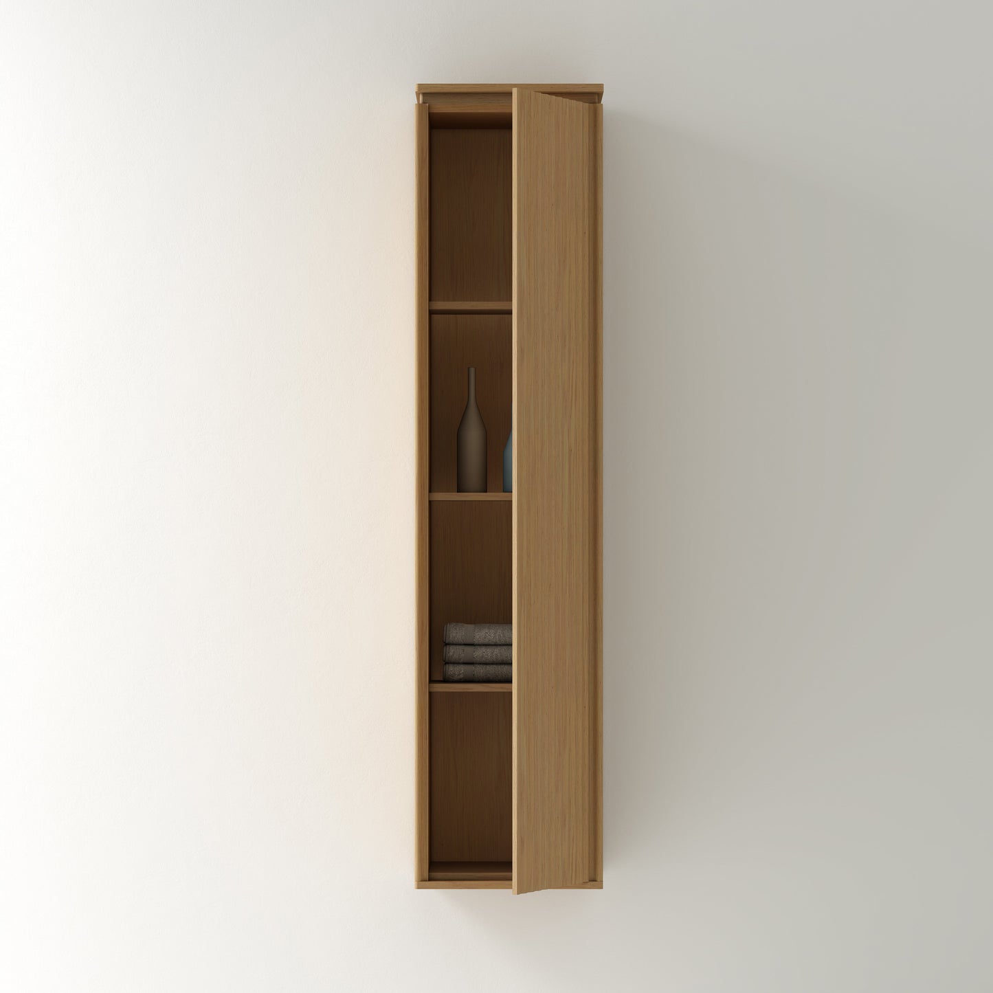 Nordic shape baderomsmøbel 120 cm med ledspeil og høyskap, eik V2