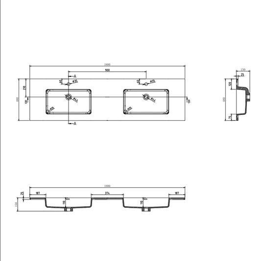 Essence 180 servant, hvit matt (Dobbel)