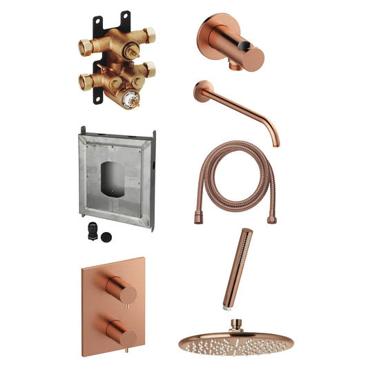 Innbyggingskran for dusj, børstet kobber