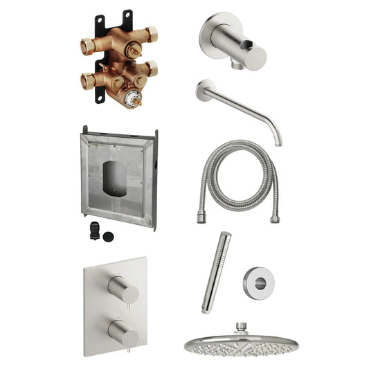 Innbyggingskran for dusj, børstet stål