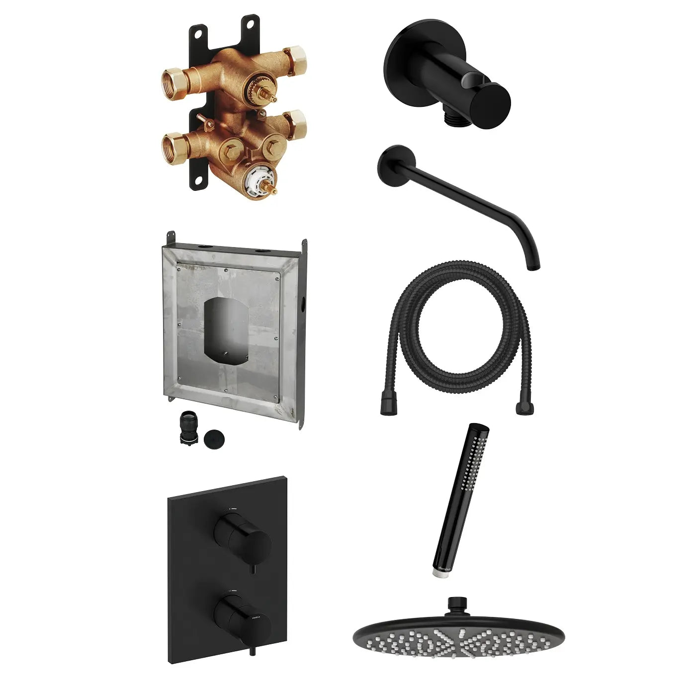 Innbyggingskran for dusj, sort matt