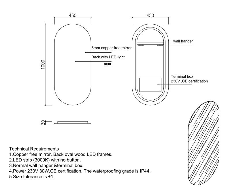 Nordic stripe compact 50 valnøtt med servant & speil