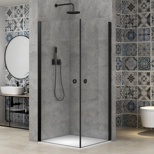 Adelen - dusjdører 90x90x200cm klart glass, sort matt profil