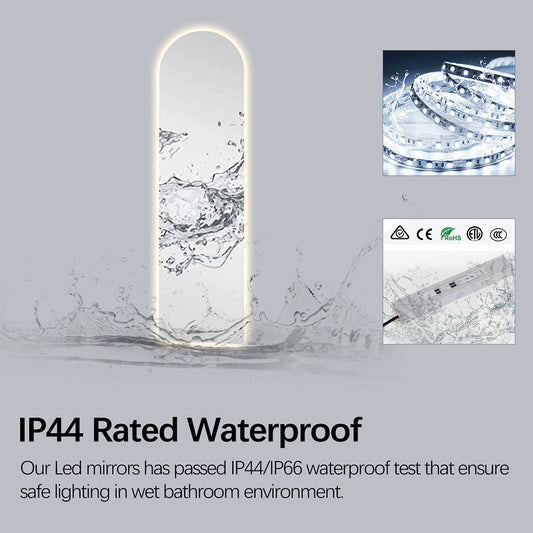 Bologna dimbart lysspeil m/antidugg 35x130 cm