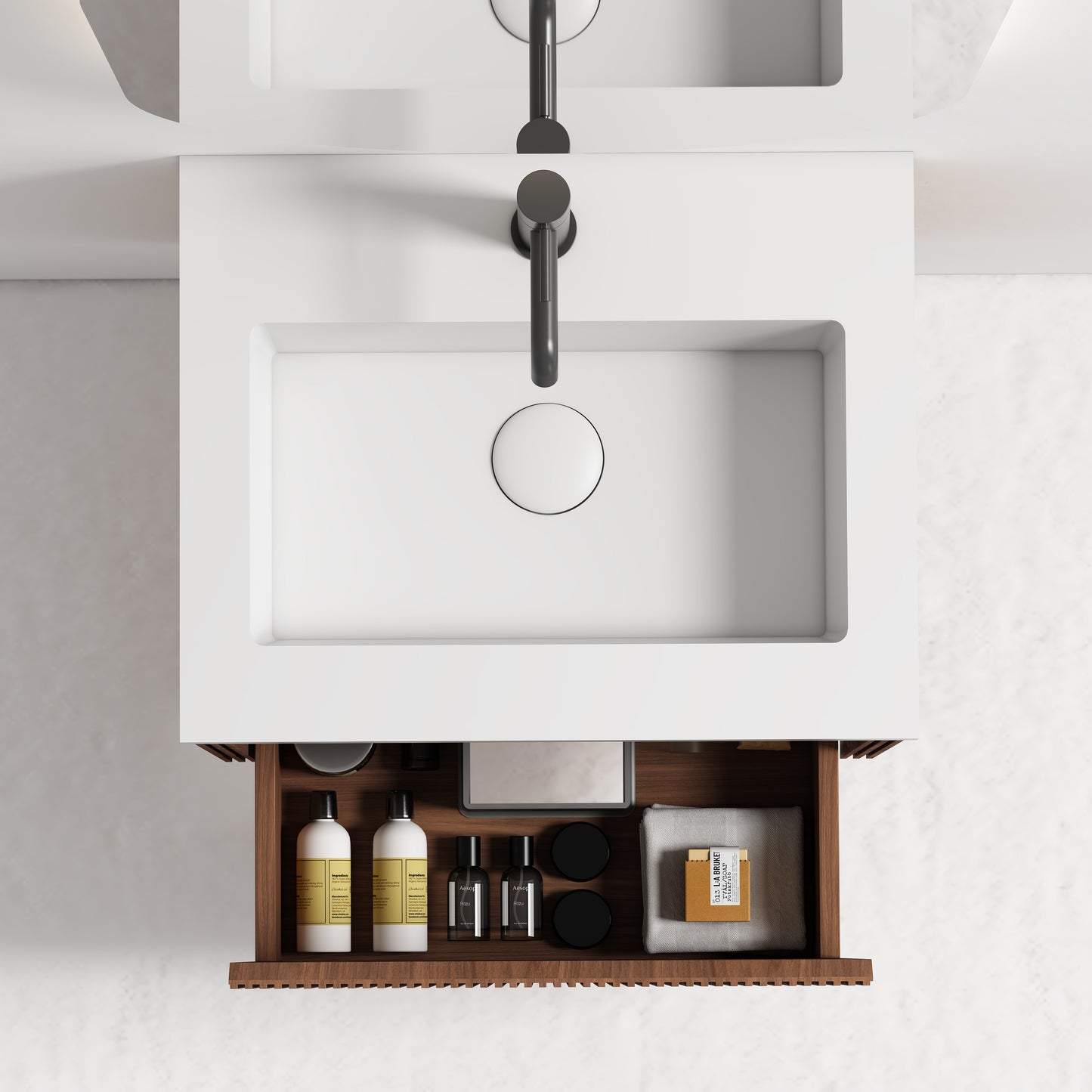 Nordic stripe compact 50 valnøtt med servant u/speil