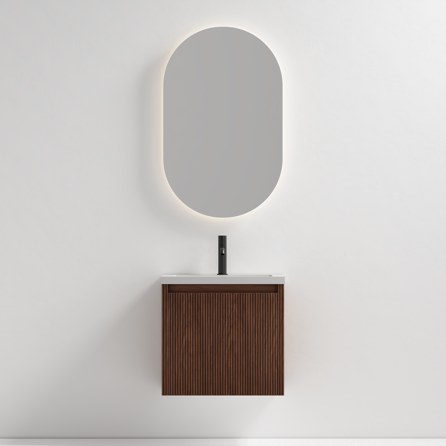Nordic stripe compact 50 valnøtt med servant & speil