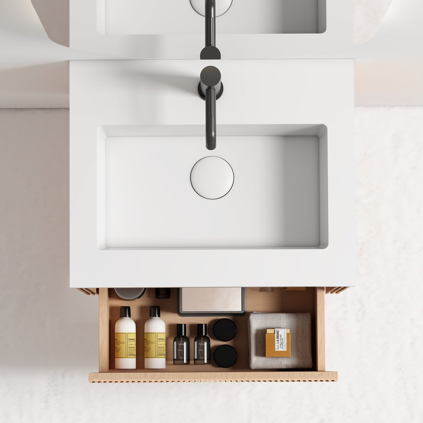 Nordic stripe compact 50 eik med servant u/speil