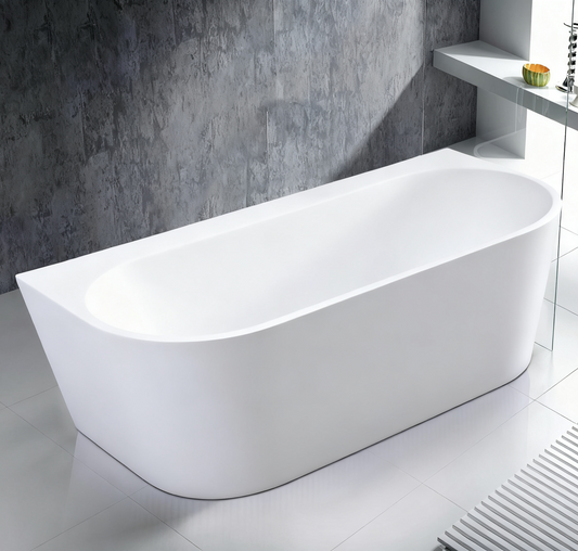 Stetind 170 cm akryl badekar med kant, hvit matt