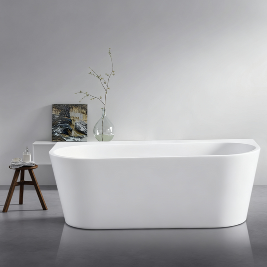 Stetind 170 cm akryl badekar med kant, hvit matt
