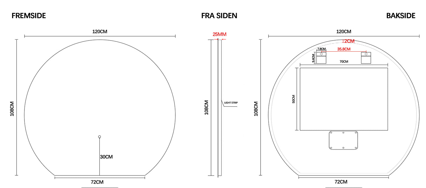 Oslo baderomsmøbel 120 cm valnøtt m/sort matt servant & 120 ledspeil
