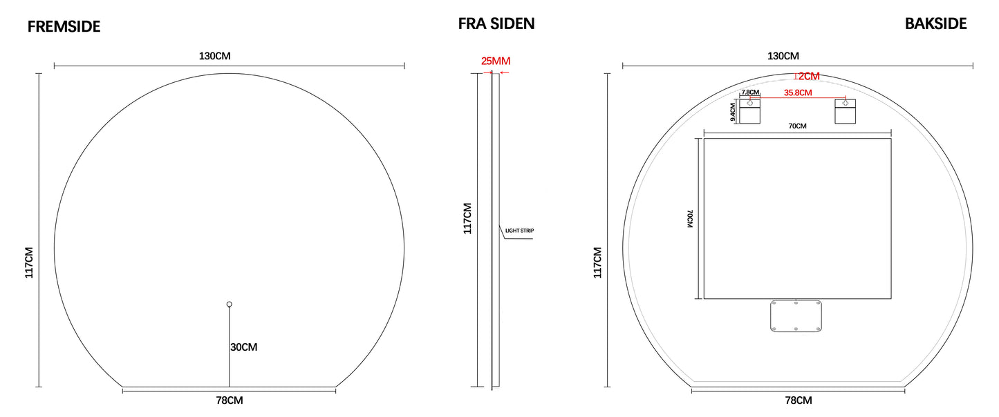 Oslo baderomsmøbel sort matt 150 cm m/hvit matt servant & neptun ledspeil