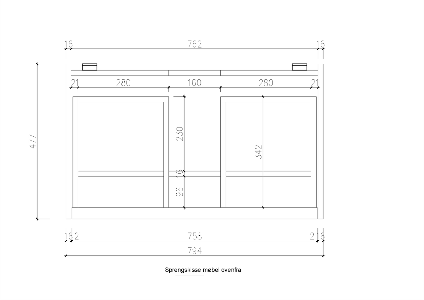 Nordic frame 80 eik m/servant UTEN/speil