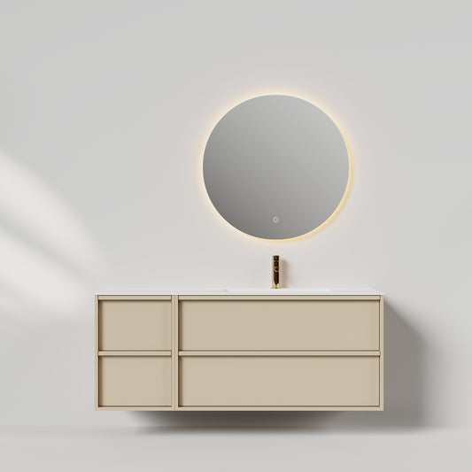 Nordic frame 150 lys grå m/enkel servant & speil, høyre