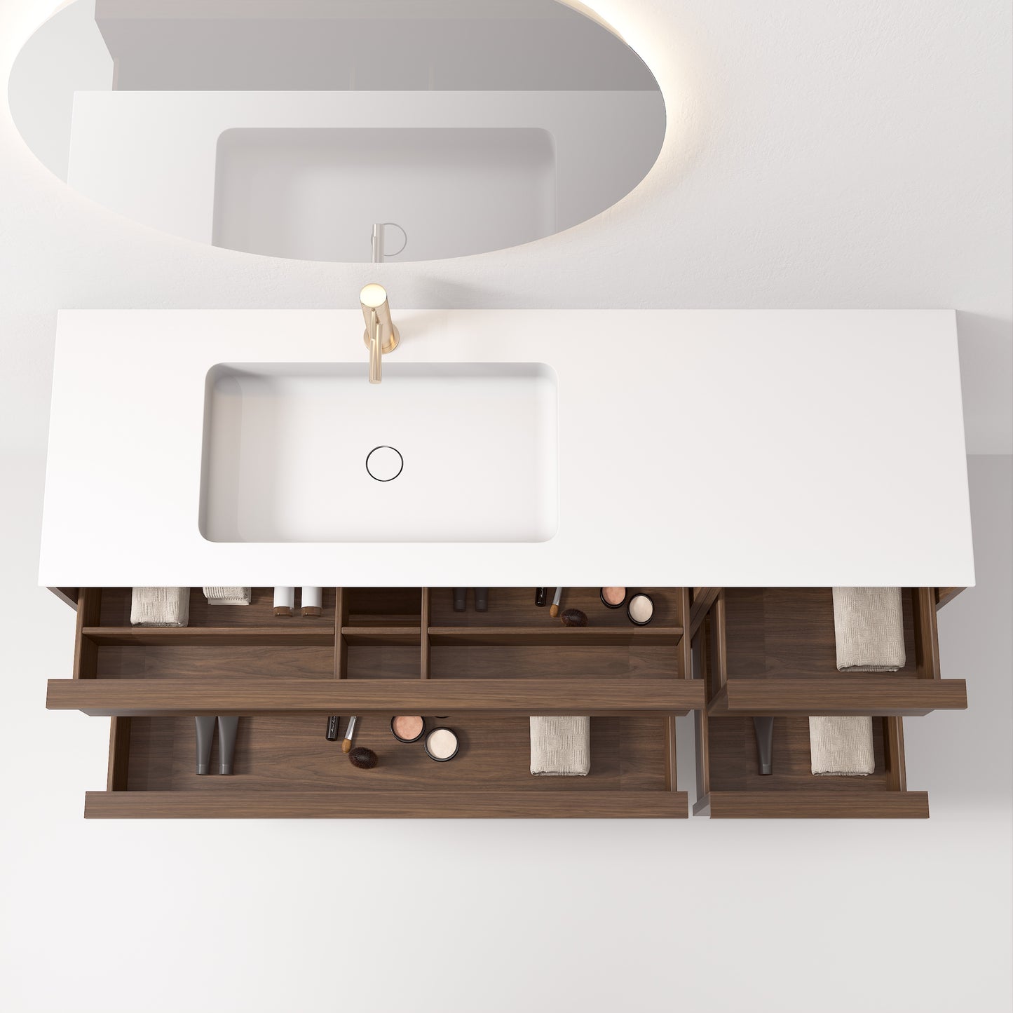 Nordic frame 150 valnøtt m/enkel servant & speil
