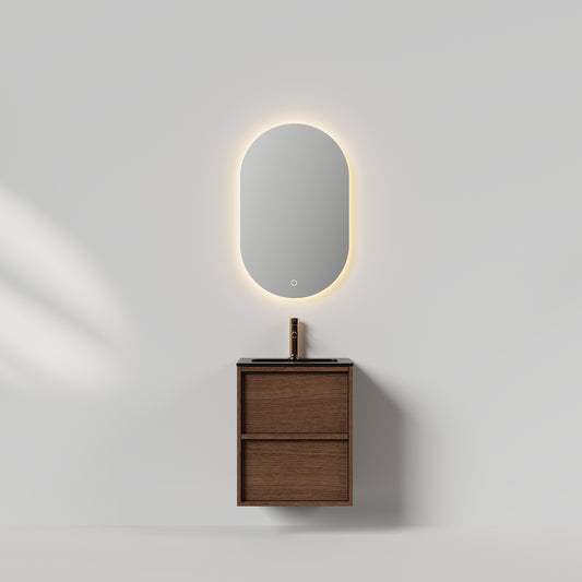 Nordic frame 50 mørk eik m/sort matt servant & ledspeil