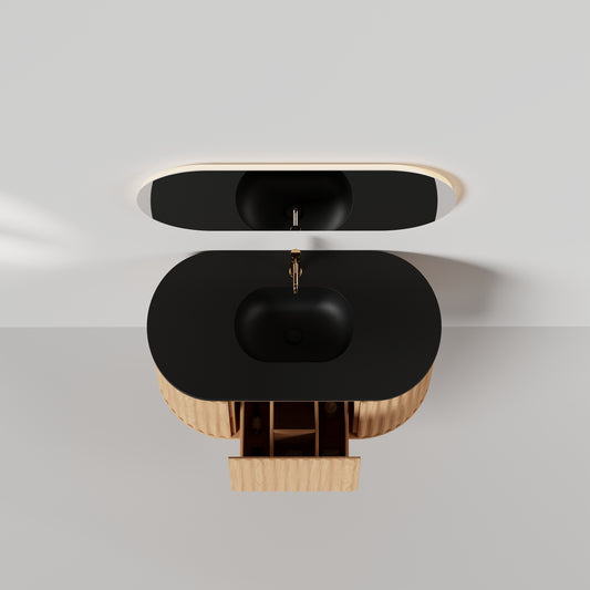 Nordic shape 100 eik med sort matt servant og ledspeil