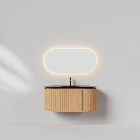 Nordic shape 100 eik med sort matt servant og ledspeil
