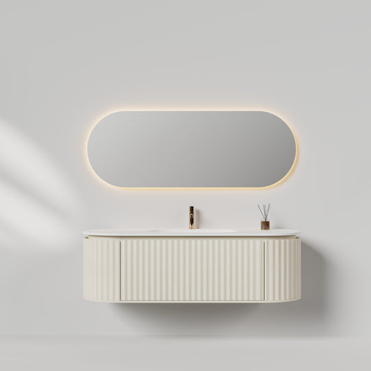 Nordic shape 150 beige med servant m/ledspeil