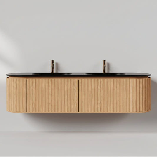 Nordic Shape 180 eik DOBBEL med sort matt servant u/speil
