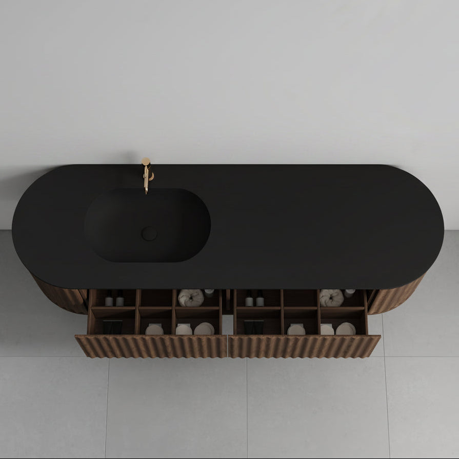 Nordic Shape 180 Valnøtt VENSTRE med sort matt servant u/speil