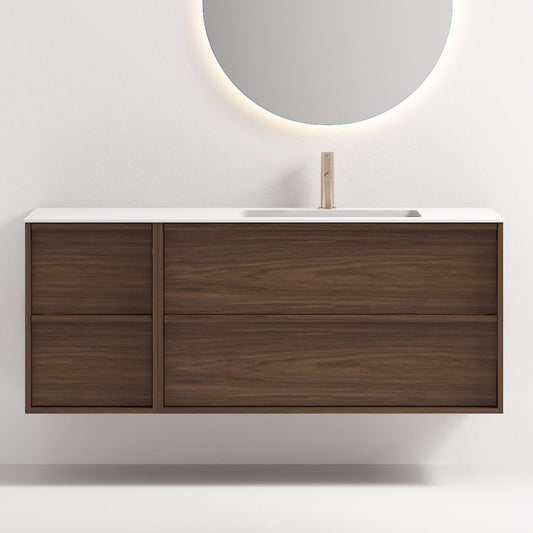 Nordic frame 150 valnøtt m/enkel servant UTEN/speil, høyre