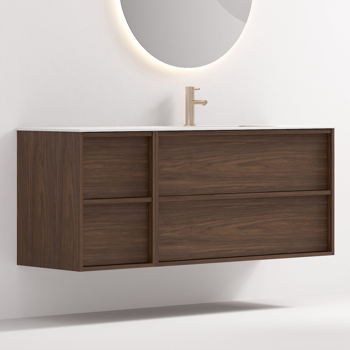 Nordic frame 150 valnøtt m/enkel servant UTEN/speil, høyre