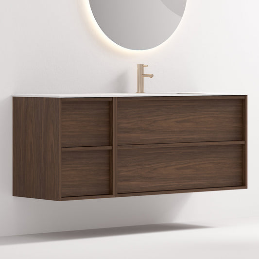 Nordic frame 150 valnøtt m/enkel servant UTEN/speil, høyre