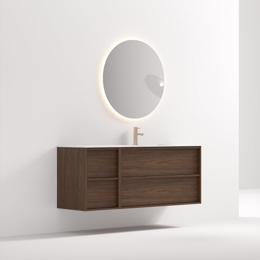 Nordic frame 150 valnøtt m/enkel servant & speil, høyre