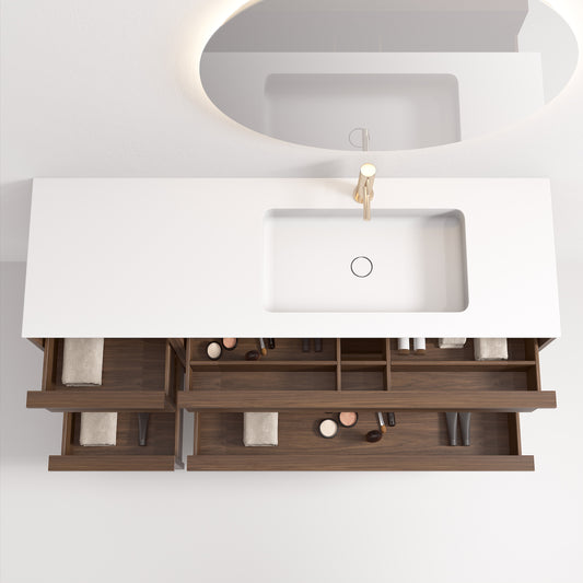 Nordic frame 150 mørk eik m/enkel servant UTEN/speil, høyre