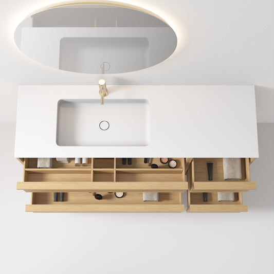 Nordic frame 150 eik m/enkel servant & speil, venstre V2