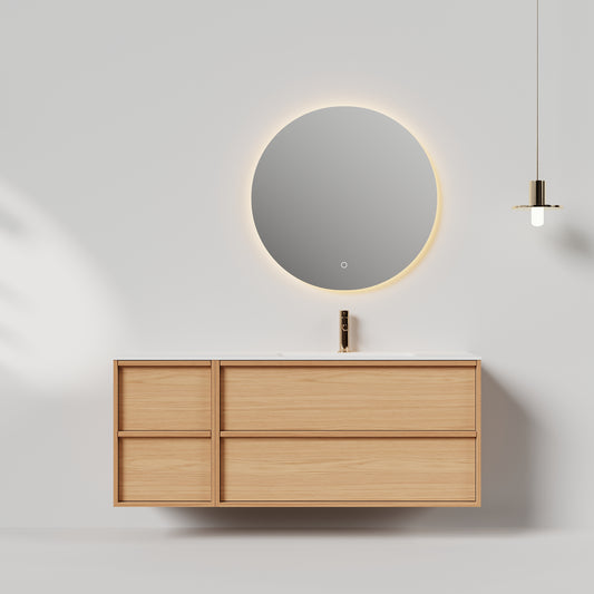 Nordic frame 150 eik m/enkel servant & speil, høyre V2