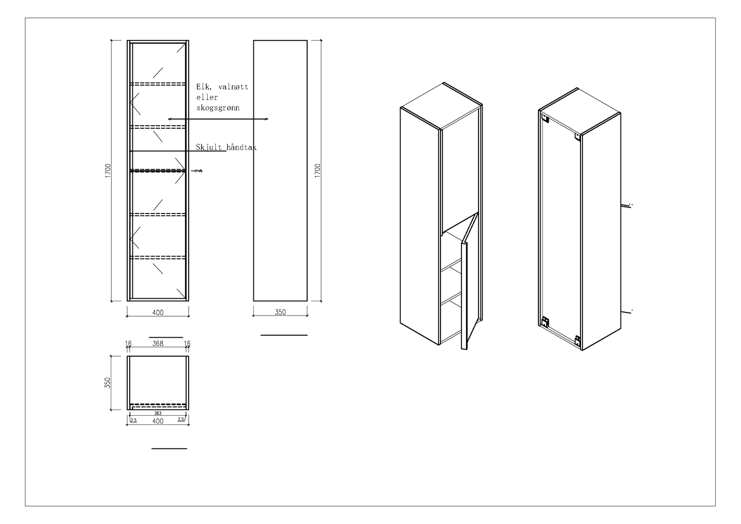Nordic Frame høyskap eik V2